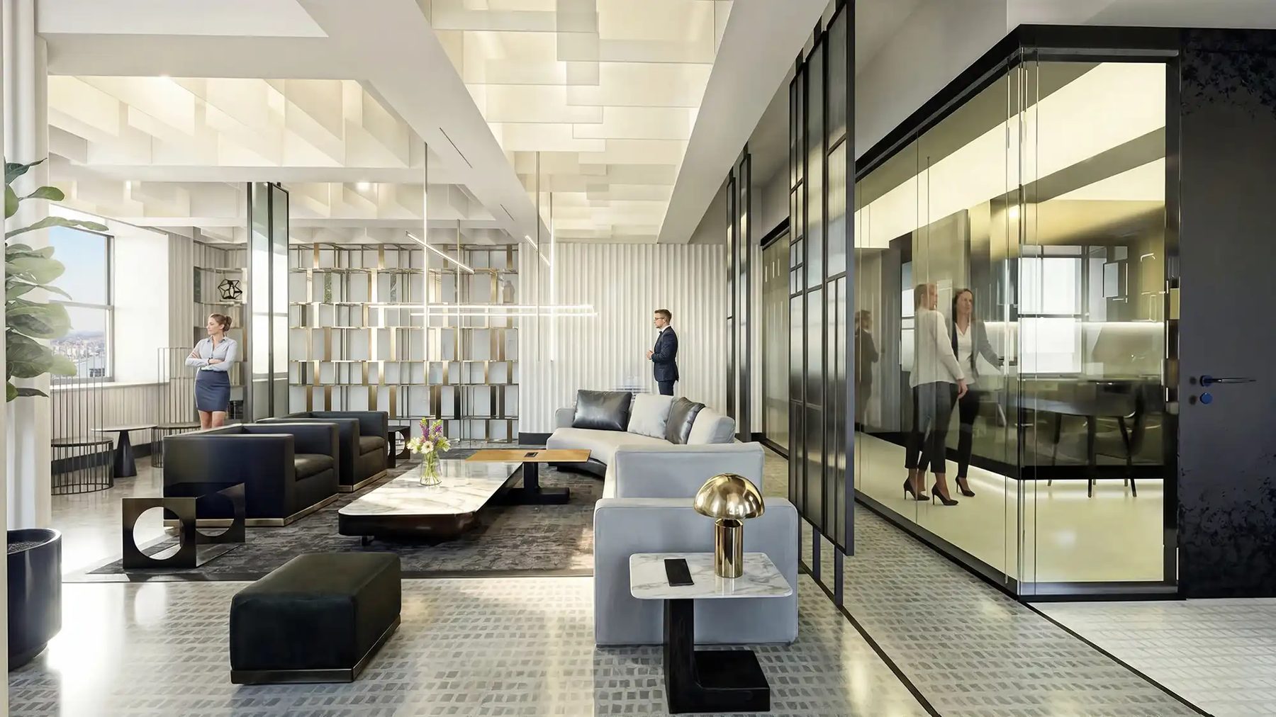 3D-Innenvisualisierung Büro, Empfangslounge