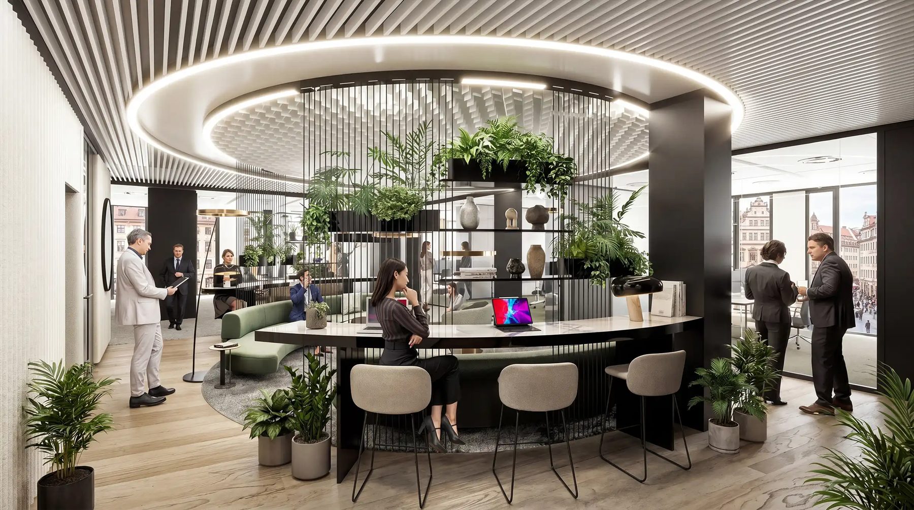 3D-Innenvisualisierung Büro, Loungebereich