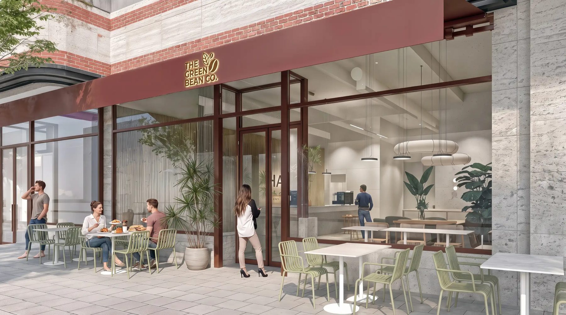 3D-Innenvisualisierung Coworking Berlin, Materialkonzept