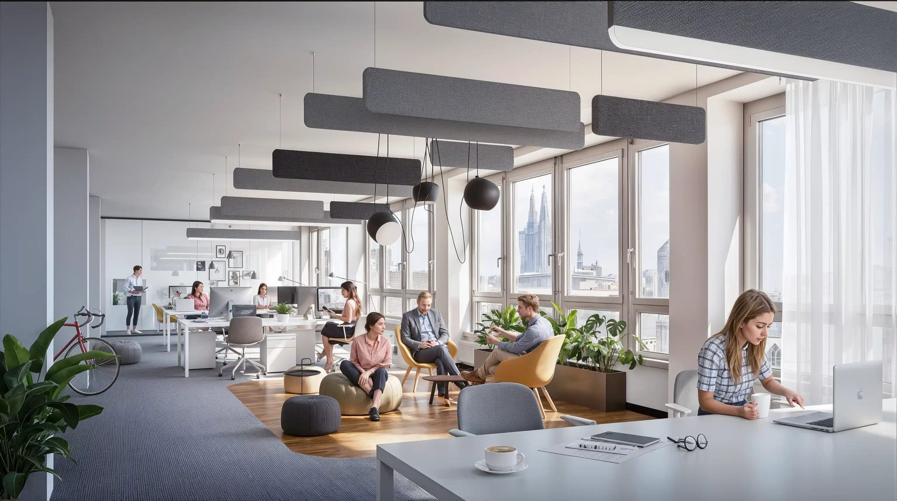 3D-Innenvisualisierung Coworking Köln, Loungebereich