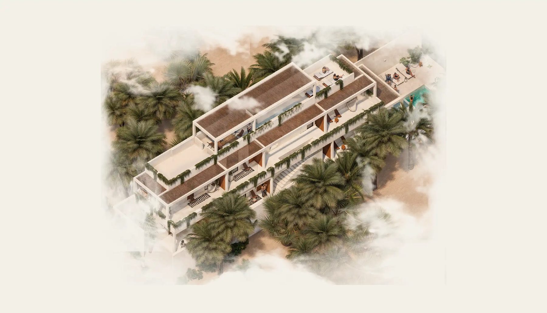 3D-Außenvisualisierung Sisal, Wohnprojekt Mexiko