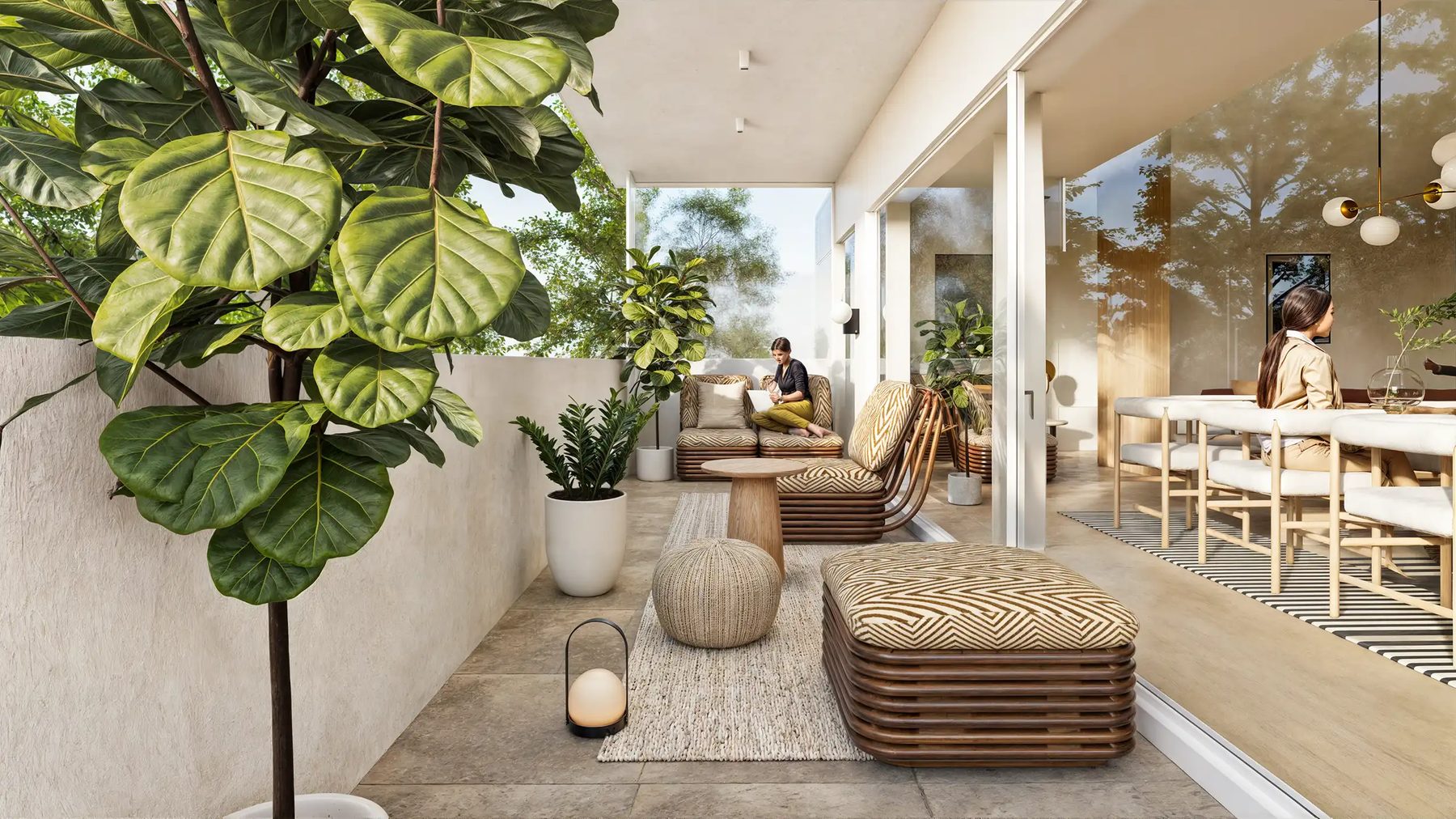 3D-Innenvisualisierung Terrasse Wohnung Düsseldorf Oberkassel